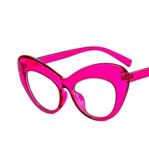 Hot Pink Semi Cat eyes Glasses